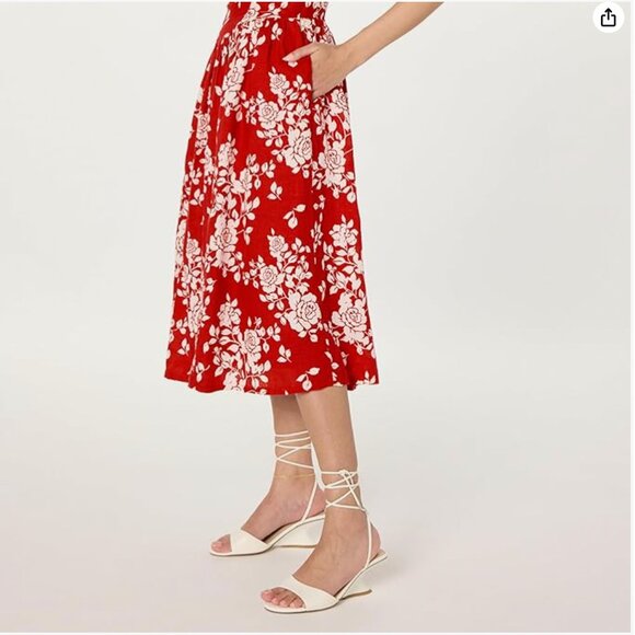 NWT The Drop Women's Red Rose Floral Balu Feminine Shaped Midi Dress - Picture 1 of 5